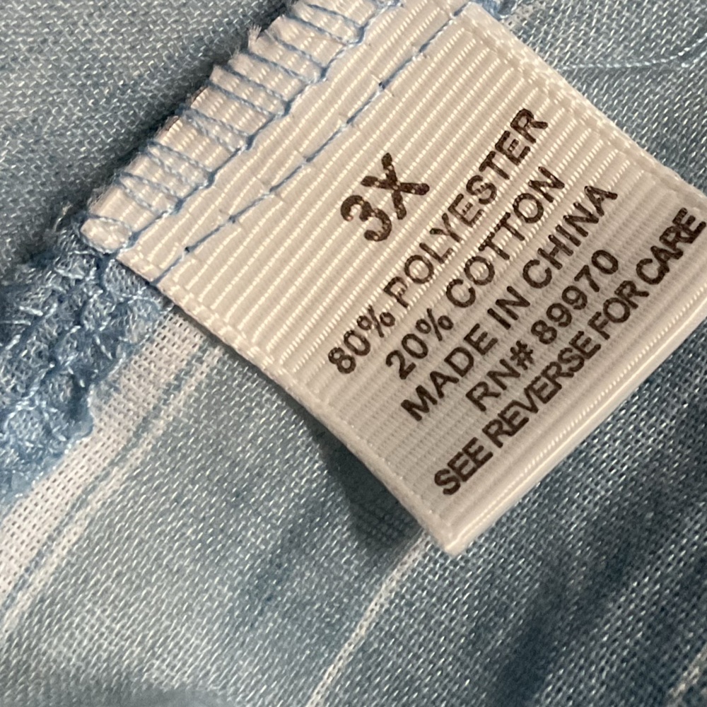 Eden and Olivia Blue Striped Button-Up Shirt, 3X New - Picture 7 of 7